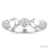 1/20 Ctw Bold Bead Design Single Cut Diamond Fashion Ring in Sterling Silver